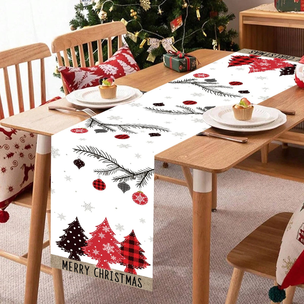 Christmas Linen Table Runner Merry Christmas Decoration for Home 2024 Table Cover Xmas Ornament Navidad Natal New Year Gift 2025
