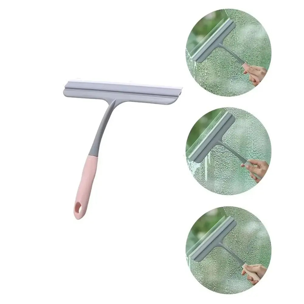 Multifunctional Silicone Wiper Blade Plastic Handle Cleaning Supplies Squeegee Wiper Double-sided Mirror Scraper Bathroom Home