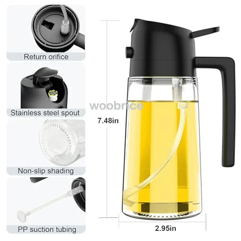 2in1 Oils Sprayer Olive Oil Spray Plastic Bottle Vinegar Dispenser Kitchen Oil Diffuser Accessories Camping Baking Pic