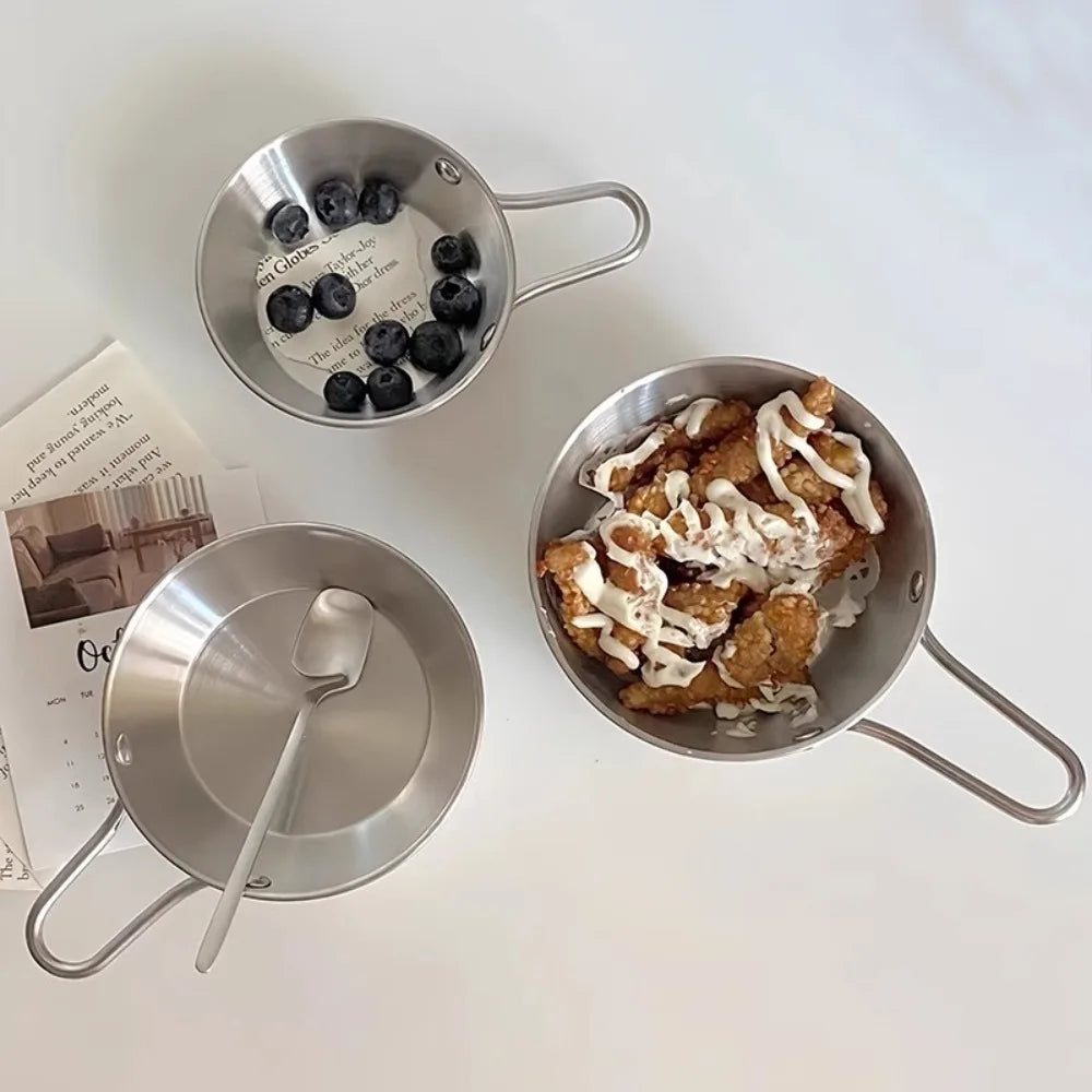 Thickened Stainless Steel Seasoning Bowl with Handle for Household Snacks Fruit Salad Hot Pot Dipping Bowl