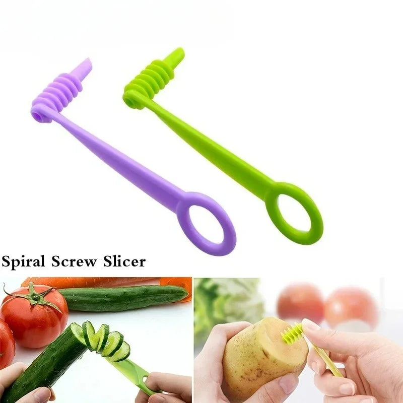 2PC SpiralSlicer Blade Hand Slicer Cutter Cucumber Carrot Potato Vegetables Spirals Knife Kitchen Tool Random Color Dropshipping