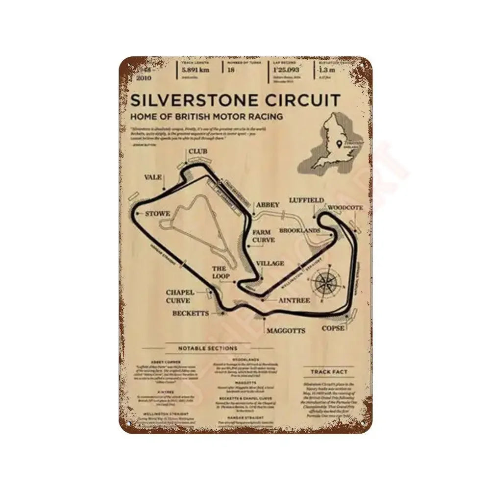 Vintage F1 Formula Racer Poster Metal Tin Sign Plaque Aesthetics Racing Monaco Grand Prix Circuit Track Wall Art Home Room Decor