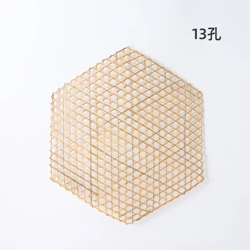 Hand Made Bamboo Mesh Steamer Mat Plate Sushi Food Meat Decorate Woven Table Mat Vegetables Bread Folding Basket Liners Rack