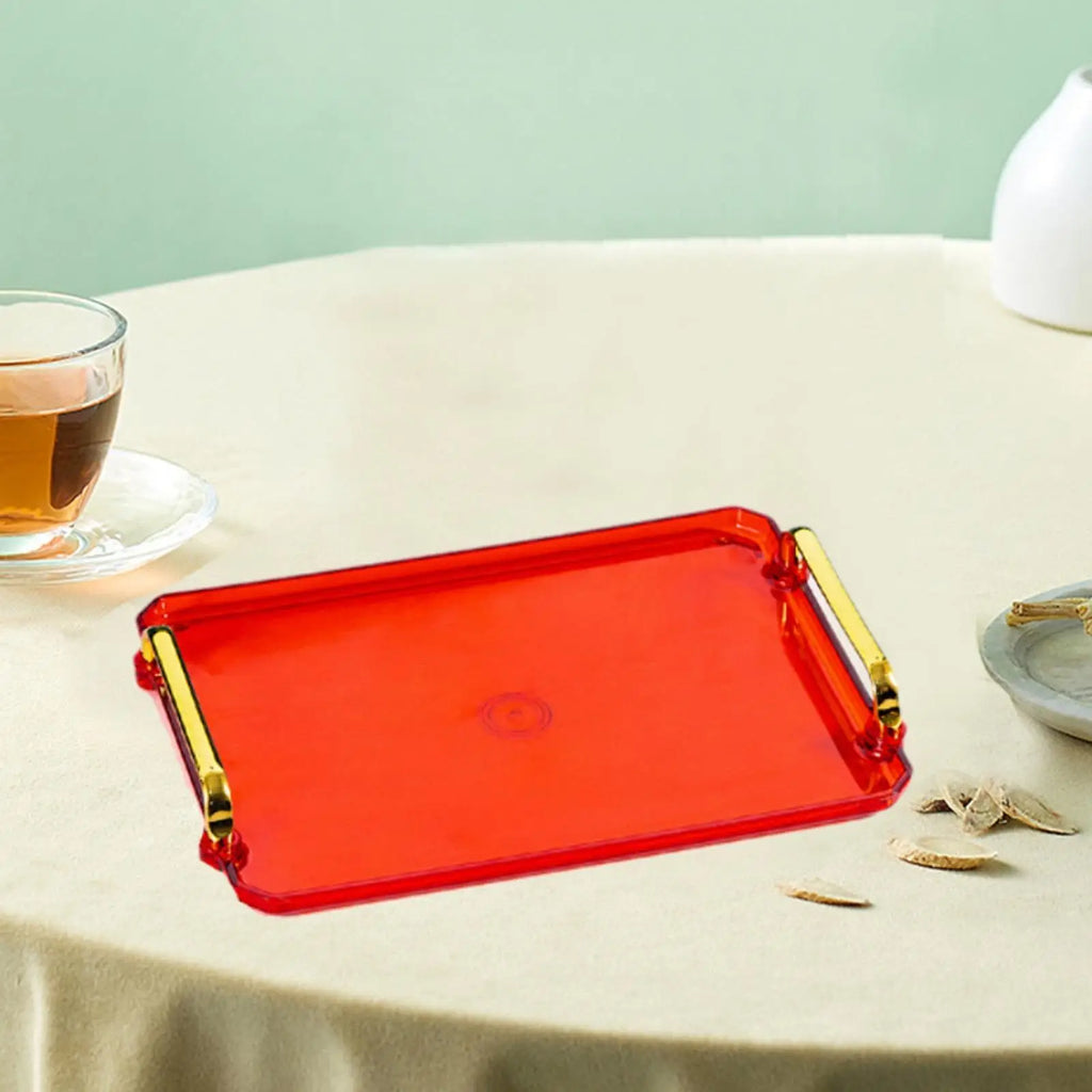 Rectangular Serving Tray with Handle Cosmetic Jewelry Dish Bathroom Decorative Tray Table Storage Organizer for Home Hotel