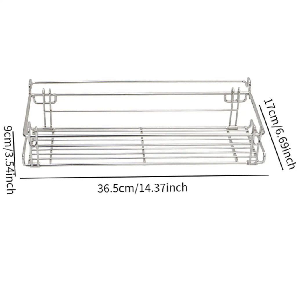 Table Side Basket Storage Rack Lightweight Stainless Steel Foldable Hanging Basket Shelf for Camping Beach Aluminum Desk Tent