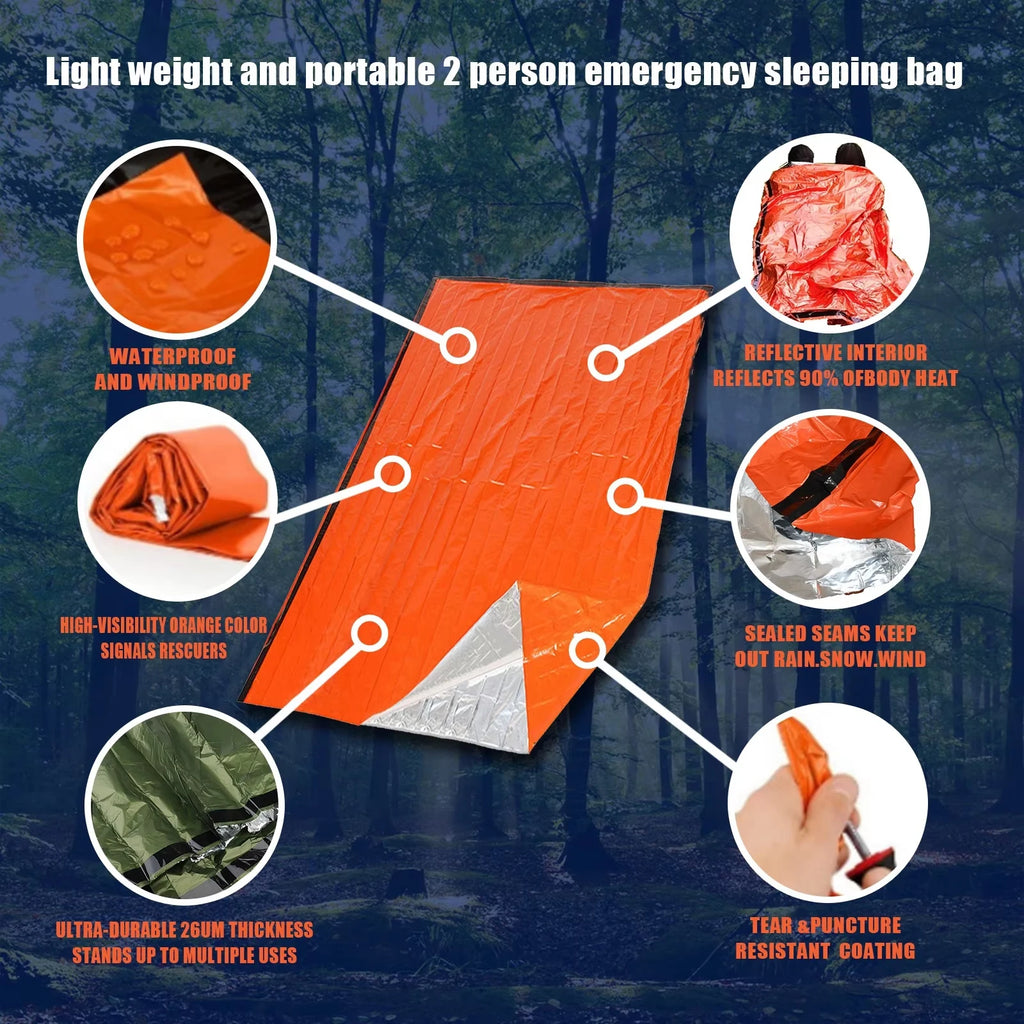 Auto Outdoor First Aid Sleeping Bag Waterproof Mylar Thermal Blankets Emergency Camping Wilderness Insulation Warm Equipment