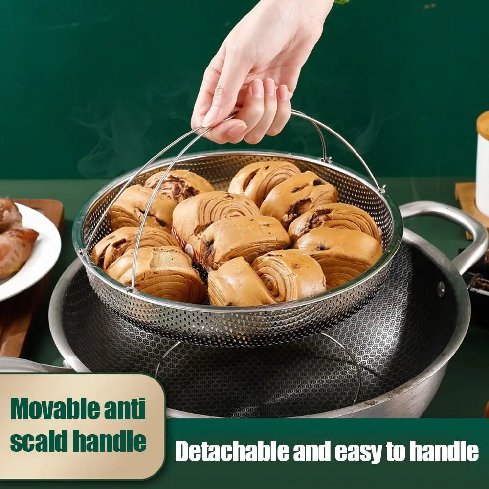 Stainless Steel Pressure Cooker Steamer Basket with Handle Food Steamer Basket Steaming Grid Drain Drainer Cooking Utensils