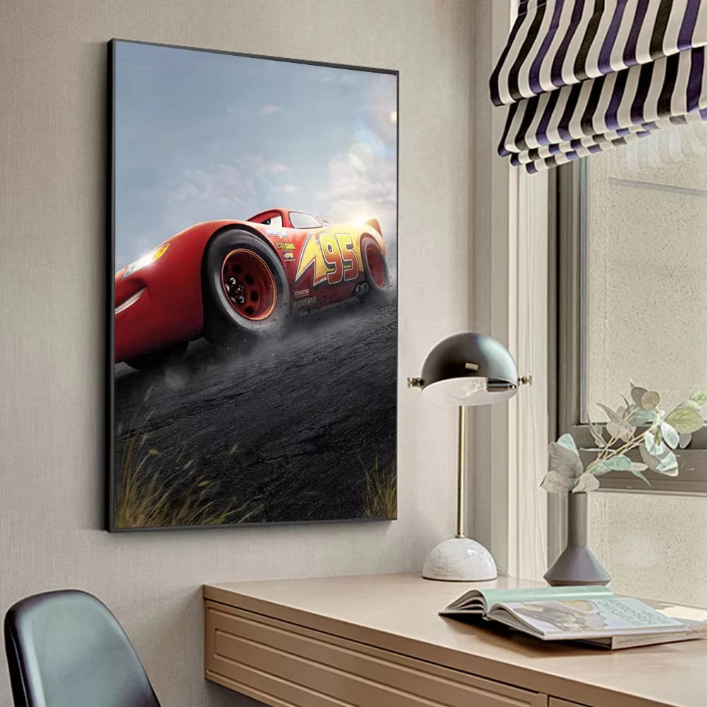 MINISO Kids Cartoon Speed Car Disney Home Living Room Bedroom Decorative Wall Art Anime Posters Mural Wall Art Canvas HD Prints