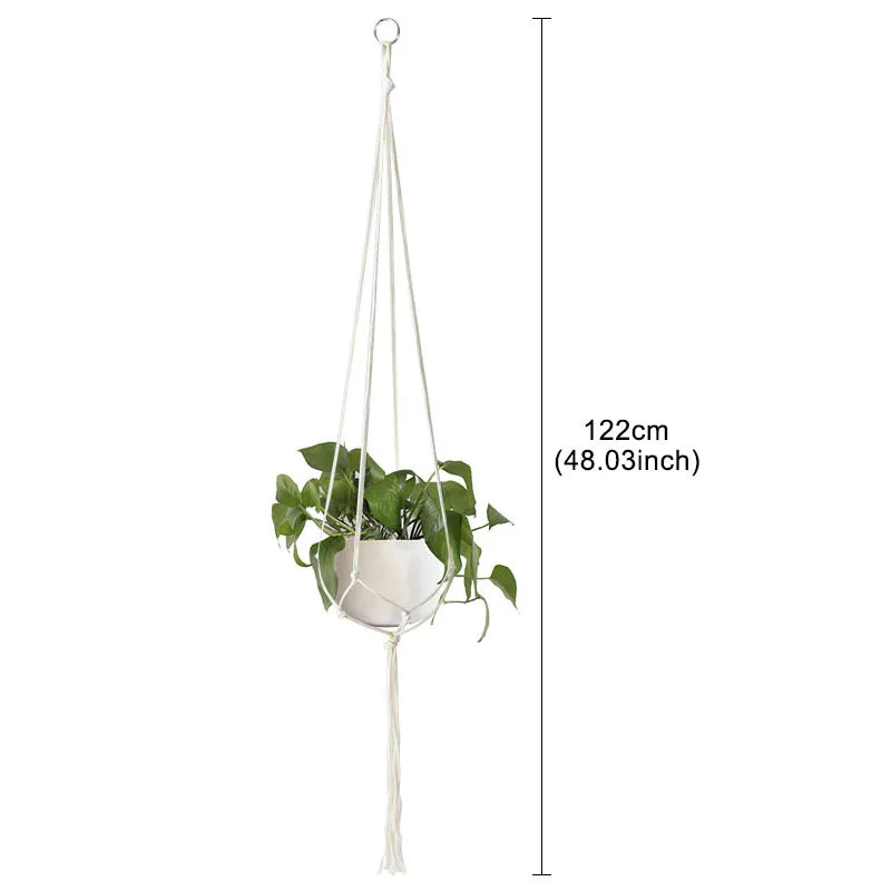 Handmade Flower Hanging Pot Rope Net Macrame Plant Hanger Flower Pot for Home Wall Decoration Courtyard Garden Planter Basket