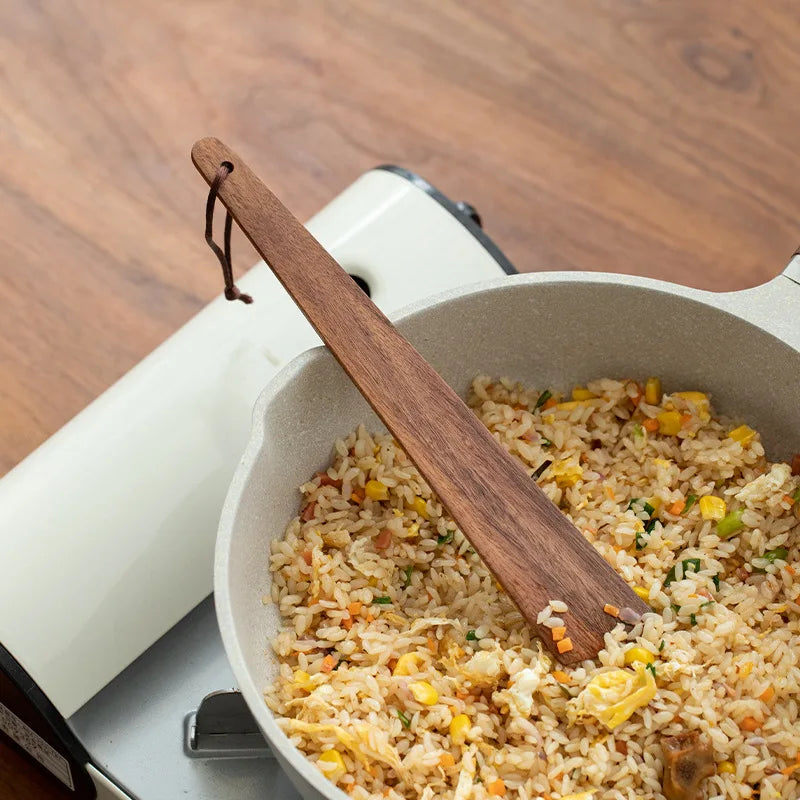 High Temperature Resistant Household Spatula Spoon Soup Ladle,Kitchen Stir Fry Spatula,Non-stick Teak Wooden Cooking Spatula