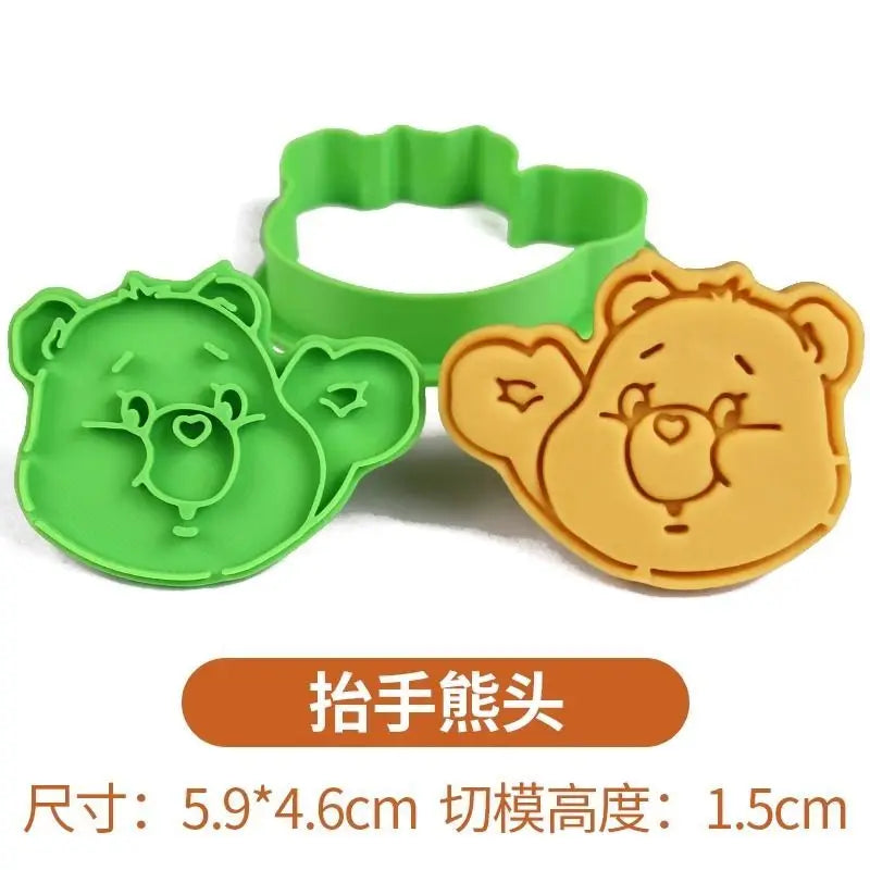 Cartoon Kawaii Care Bear Cookie Molds Sugar Flipping Cookie Cutting Molds 3D Pressable Biscuit Mold Kitchen Baking Pastry Tools