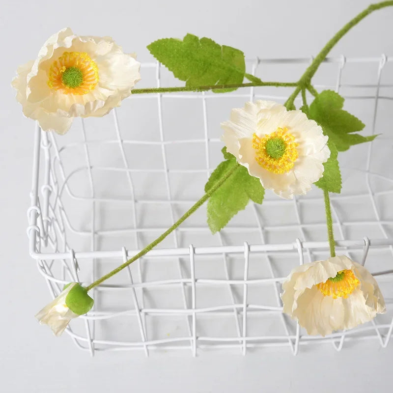 4 Head Artificial Flowers Poppy Silk Flowers  Party Wedding Bridal Bouquet Decoration Garden Decoration Outdoor