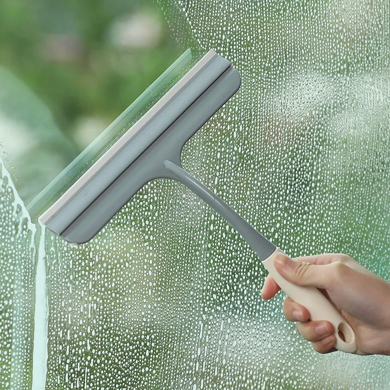 Window Glass Cleaning Tool with Handle Silicone Rubber Brush Bathroom Shower Squeegee Kitchen Car Mirror Wipers