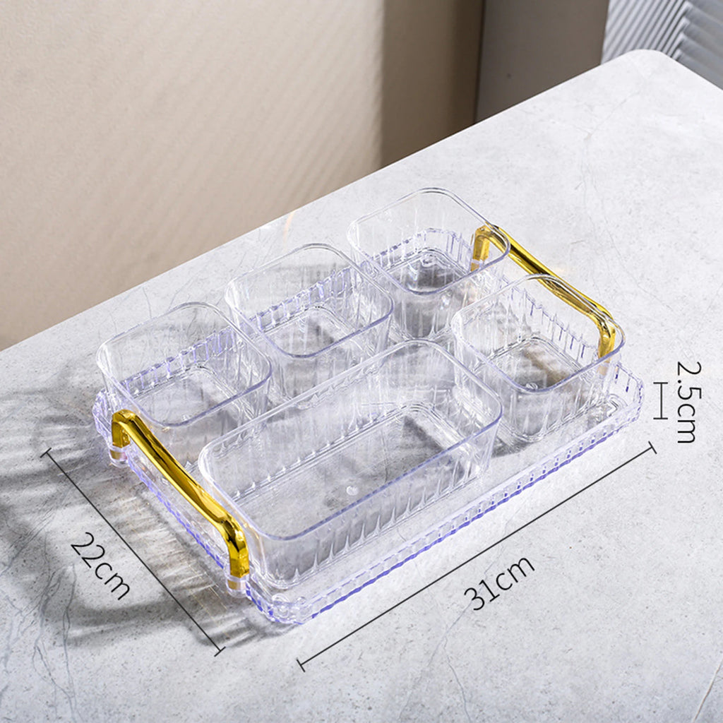 Platsic Caddy Serving Platter Condiment Tray Storage Container Dried Fruit Tray Fruit Snacks Serving Platter for Wedding Kitchen