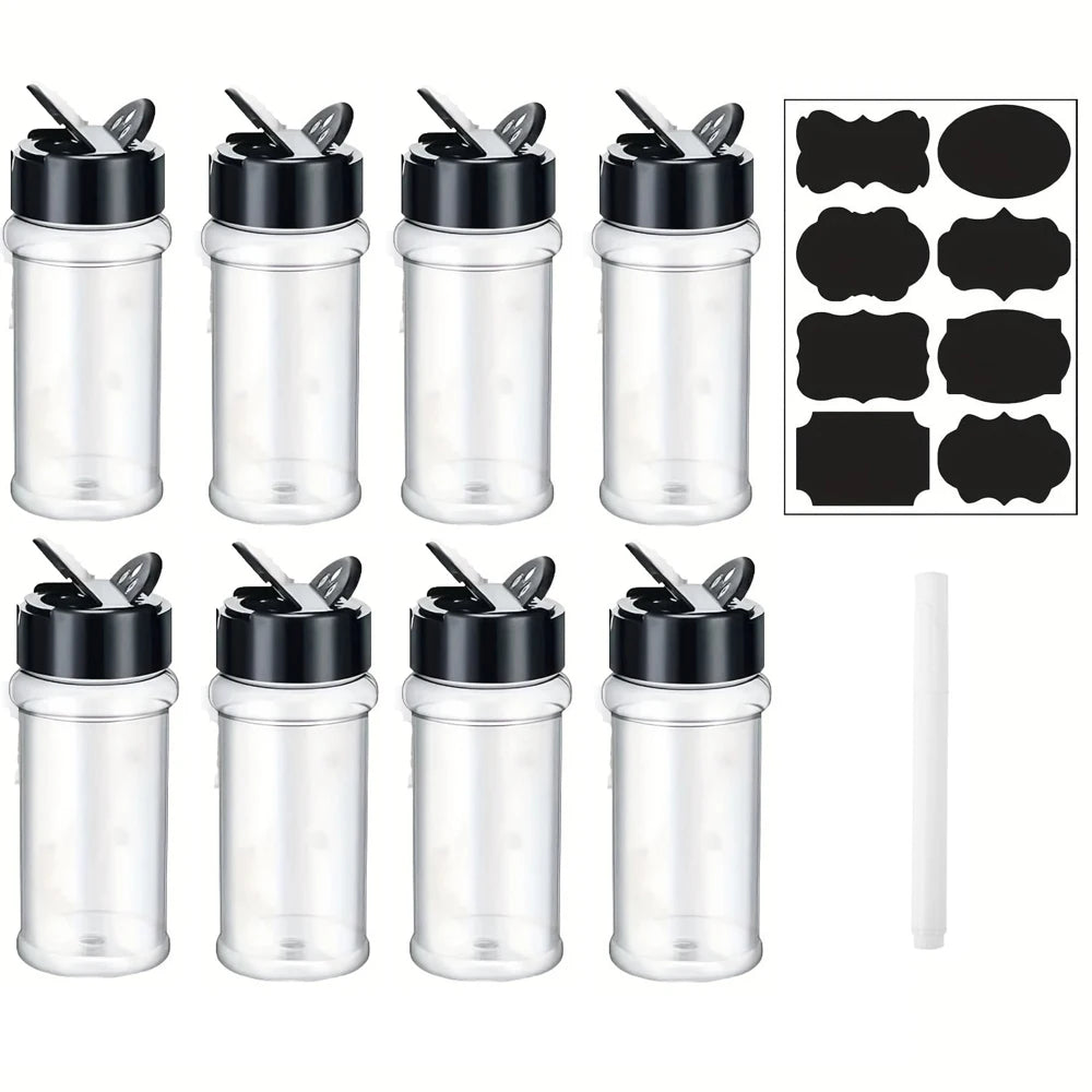100ml plastic spice jar with shaker lid Label and pens seasoning container 3.5oz spice container with black lid seasoning jar fo