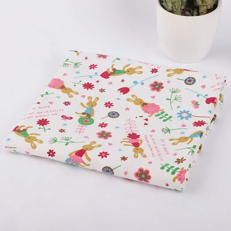 Printed Linen Cotton Fabric Cloth For Curtain Christmas Home Tablecloth Table Runner Pillow Cushion Handwork Sewing Placemat Bag