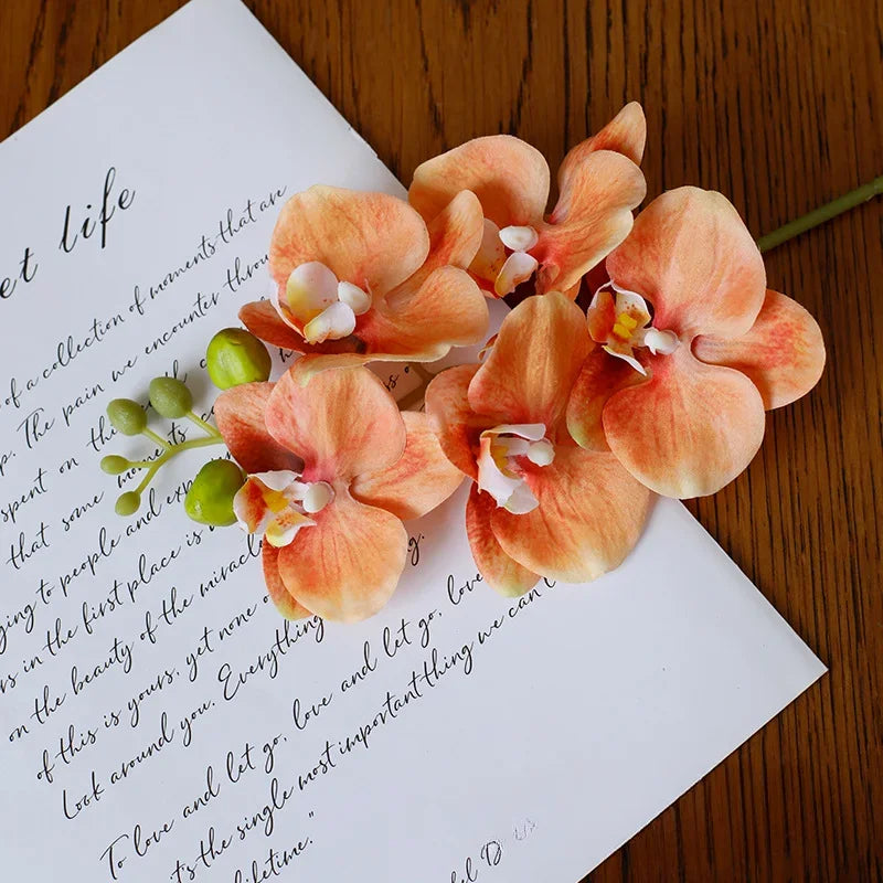 45CM Artificial Flower High-end Five Headed Butterfly Orchid Home Decoration Ornament Wedding Decoration Silk Flower