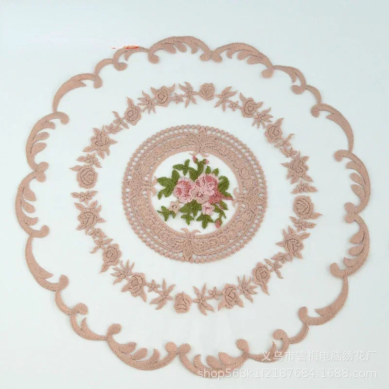 1PC Dinning Table Cover Embroidered Table Cloth Elegant Round Lace Tablecloth Coffee Coasters Napkin Party Wedding Decoration