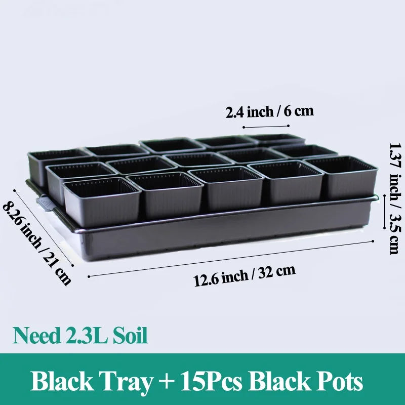 Meshpot Square Succulents Planter Pots With Tray Set,Nursery Pot Cactus Plant Pot Garden Plastic Pot Multi Size