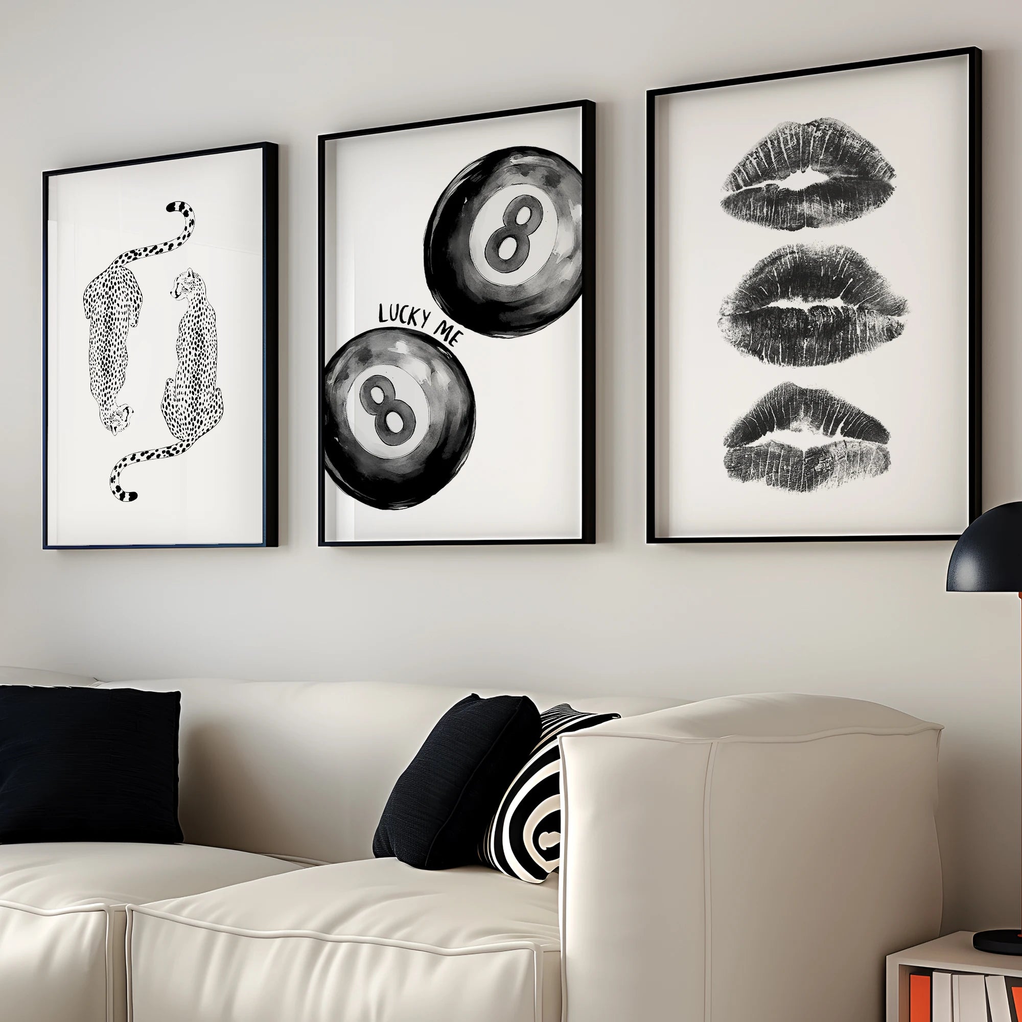 Billiards Black Eight Cheetah Lip Print Wall Art Prints Canvas Painting Poster Picture For Living Room Home Decor