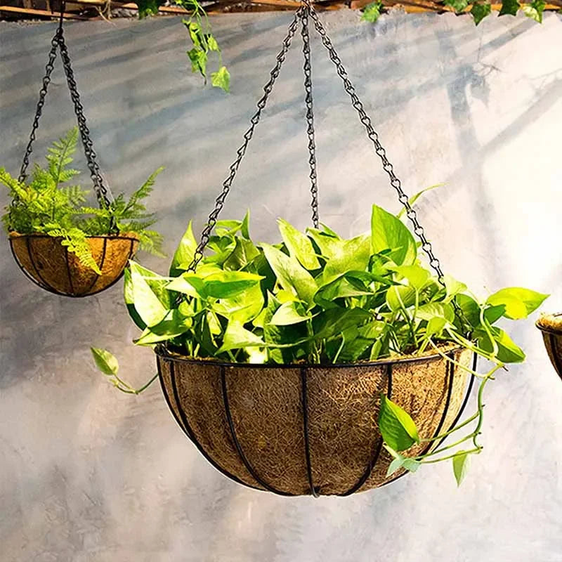 8/10 Inch Round Wire Plant Holder Metal Hanging Basket Coconut Liner Lining Plants Flower Garden Pot for Home Balcony Decoration