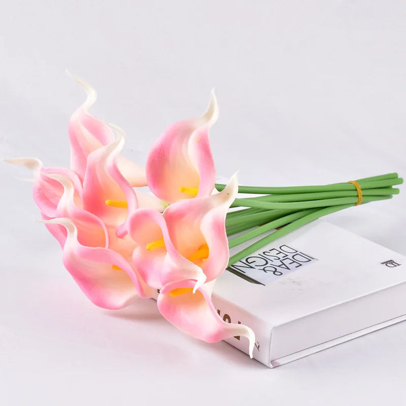 4pc 34cmpu Calla Lily Artificial Flower Color Fake Flower Arrangement Bonsai Material Home Living Room Table Floral Decoration