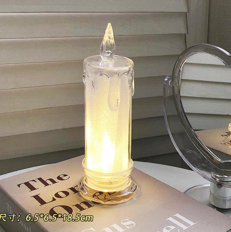Crystal Candles LED Light Transparent Flameless Battery Power Lantern Night Lamp Wedding Party Birthday Xmas Halloween Decor