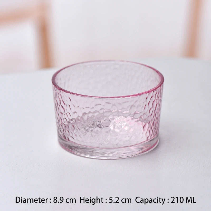 Glass Ice Cream Dessert Bowl Japanese Style Hammer Patterned Household Candy Snack Bowls High Quality Living Room Tableware