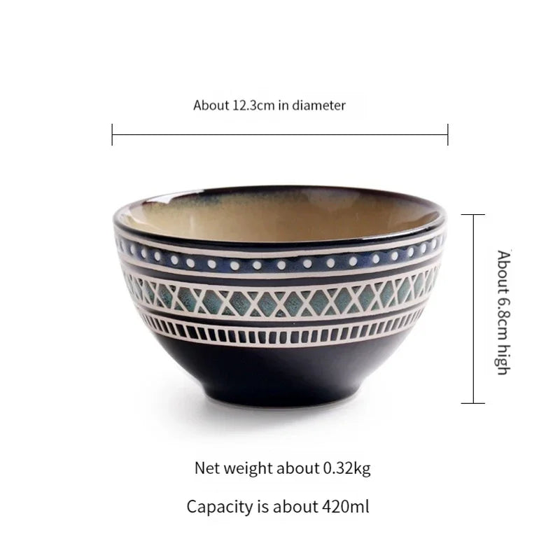 Moroccan Ceramic Tableware Set Bohemian plate set dinnerware Porcelain Round Bowl Oval Plate and mug