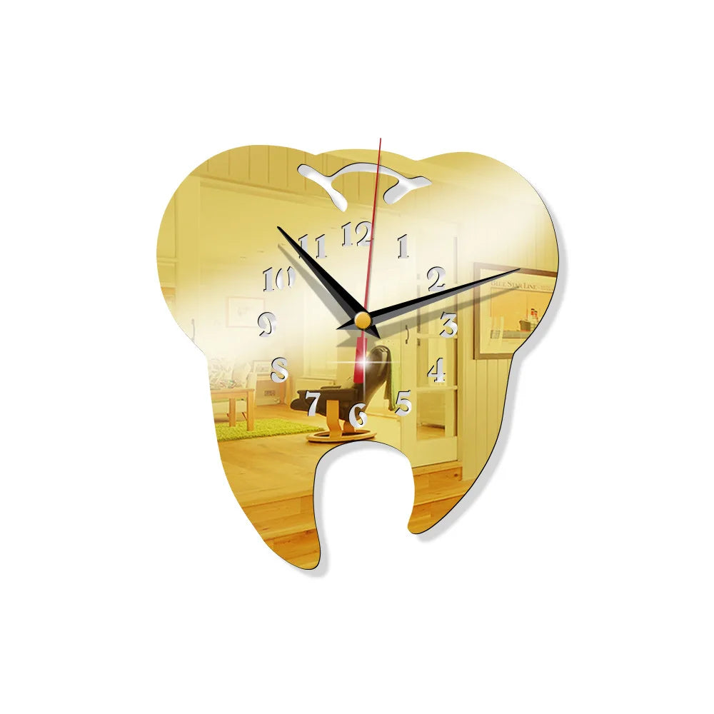 Creative Teeth Mirror Wall Clock TV Backdrop Personality Modern Mirror Clock Wall Stickers Home Decor Hanging Clock