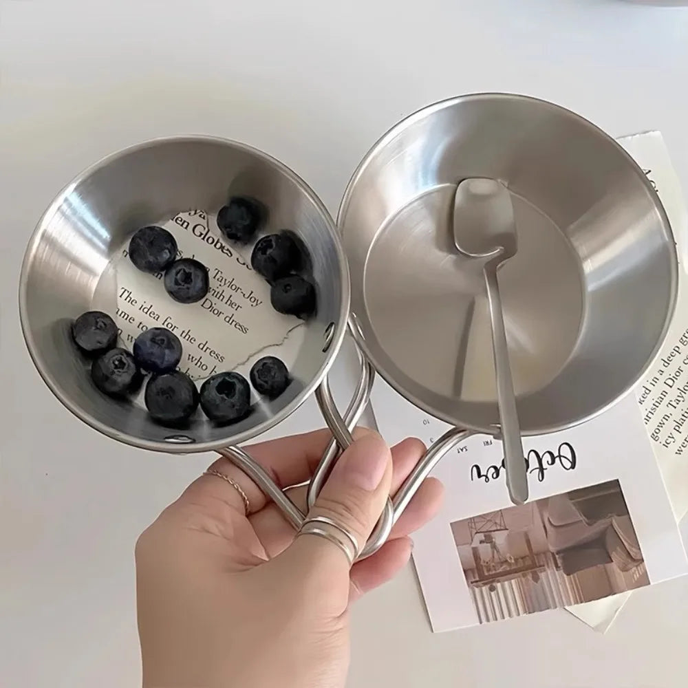 Thickened Stainless Steel Seasoning Bowl with Handle for Household Snacks Fruit Salad Hot Pot Dipping Bowl