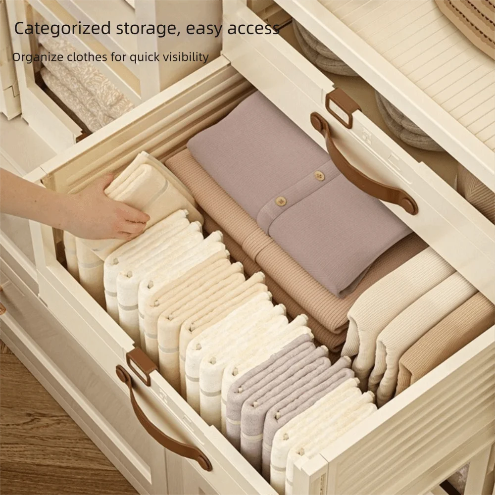 Household Plastic Drawer Organizer Foldable Pull Out Cabinet Storage Stackable With Handle Kitchen Organizers Desktop Sundries