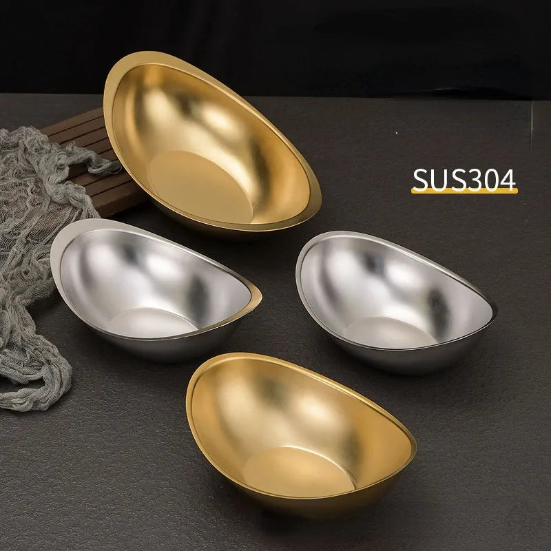 304 Stainless Steel Ingot Bowl Salad Bowl Commercial Dessert Bowl, Snack Bowl Barbecue Restaurant Cutlery