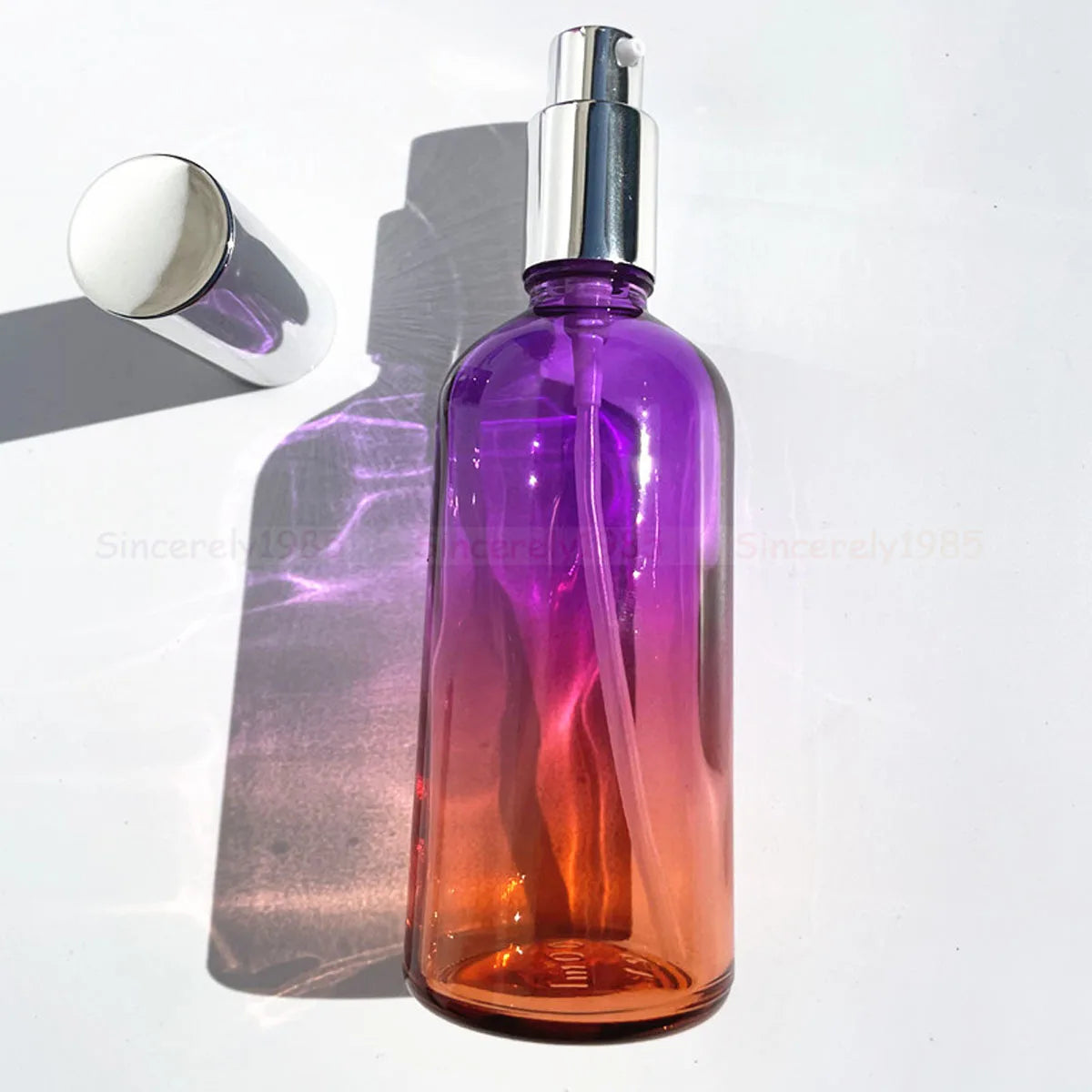 1X 3x 100ml Gradient Color glass bottle with Silver Perfume Sprayers, Essential Oil Glass Droppers, Serum Cream Pump