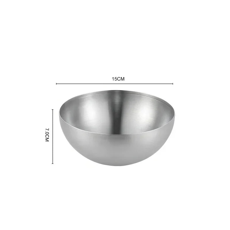 Thick Stainless Steel Fruit Salad Bowls 15cm/20cm/25cm Soup Rice Noodle Ramen Bowl Mixing Bowls Food Container Kitchen Tableware