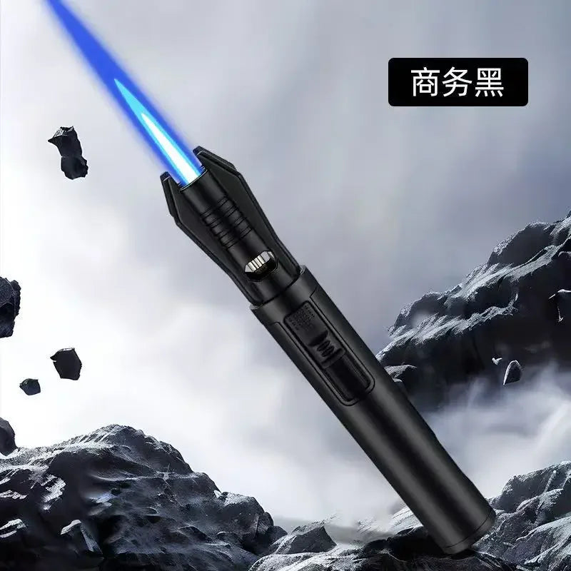 Metal Lightsaber Style Gas Lighter Powerful Red Flame Turbine Jet Torch Outdoor Compass Windproof Lighter BBQ Welding Cigar Tool
