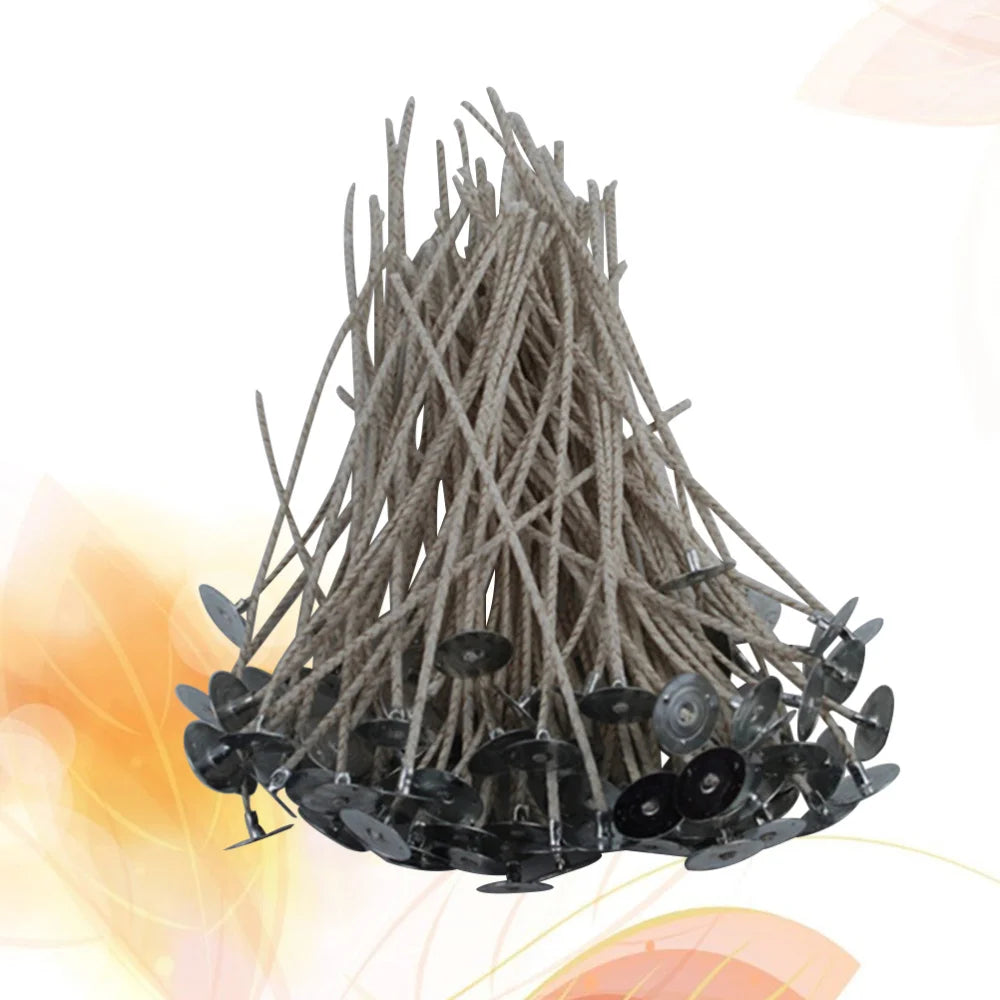 100Pcs Wick With Tabs Wicks Diy Set Soy Wax Pre Waxed Bases Centering Device Making Kit Home Garden Sewing
