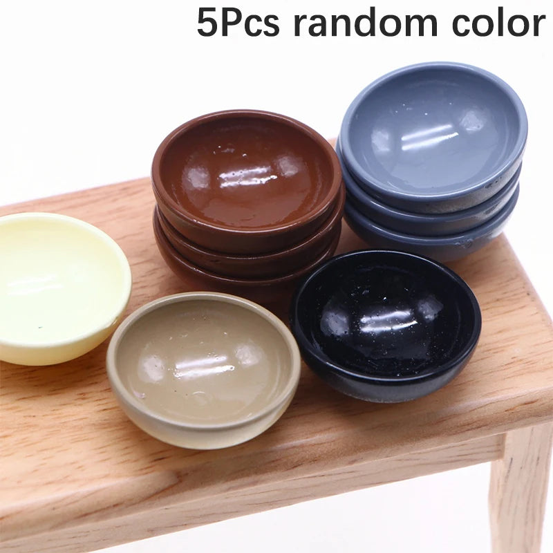 5Pcs 1:12 Dollhouse Miniature Fruit Bowl Salad Bowl Soup Plate Mini Cutlery Kitchen Tableware Decor Toy Doll House Accessories