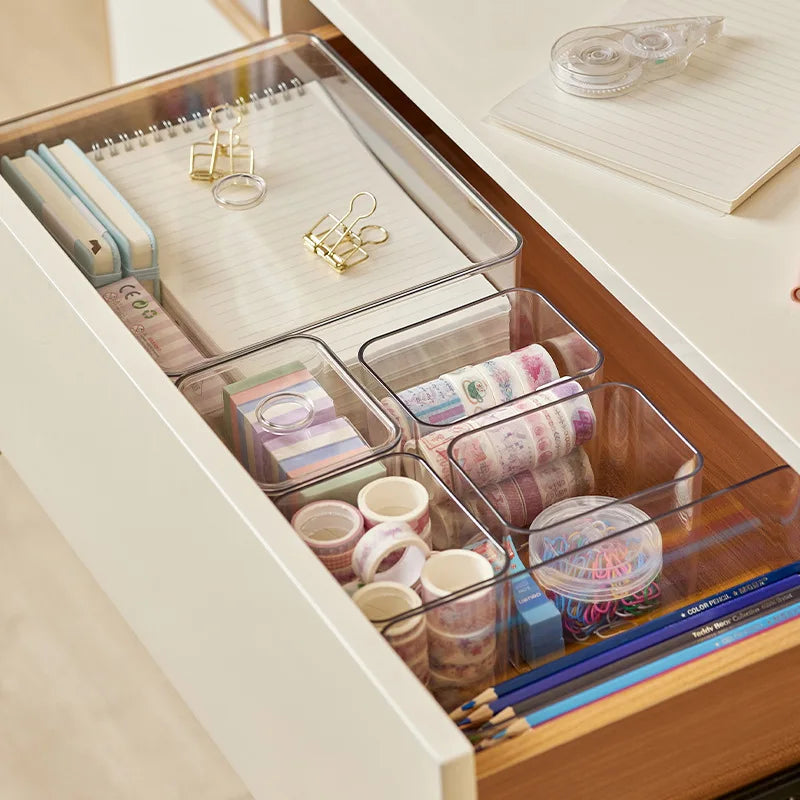 Acrylic Plastic Storage Box With Lid Makeup Organizer Transparent Desk Drawer Organizers Box Jewelry Box Closet Organizer Boxes