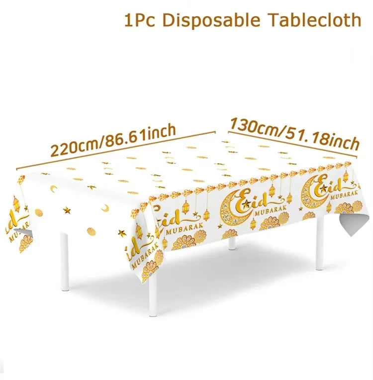 Eid Mubarak Tablecloths Ramadan Decoration for Home 2025 Islamic Muslim Party Decor Ramadan Tableware Supplies Eid Al Adha Gift