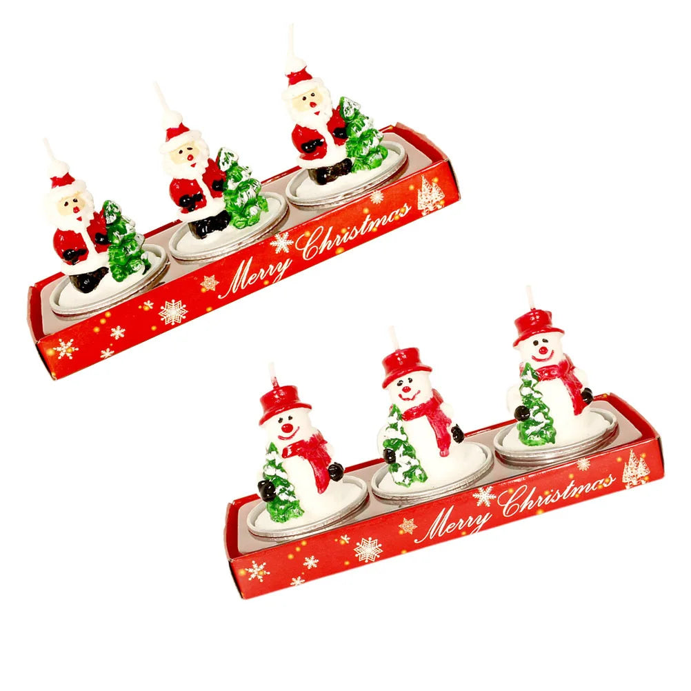 3Pcs Christmas Embellishment Long Lasting Paraffin Candles for Home Coffee Shop Bar Decor Christmas