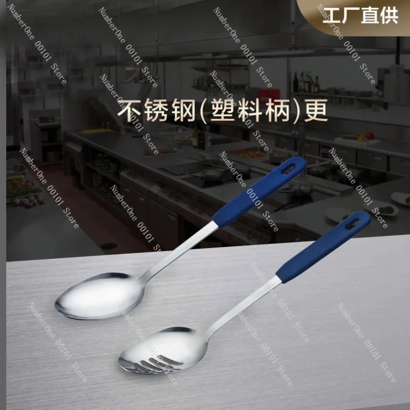 304 Stainless Steel Soup Spoon with Long Handle,Restaurant Serving Spoon for Buffet  Stir-Frying,Durable Fast-Food Serving Spoon