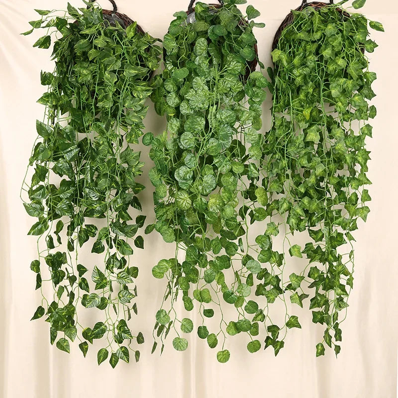 90cm Artificial Green Radish Wall Hanging Plant Rattan Home Living Room Decoration Background Wall Flower Vine Plant