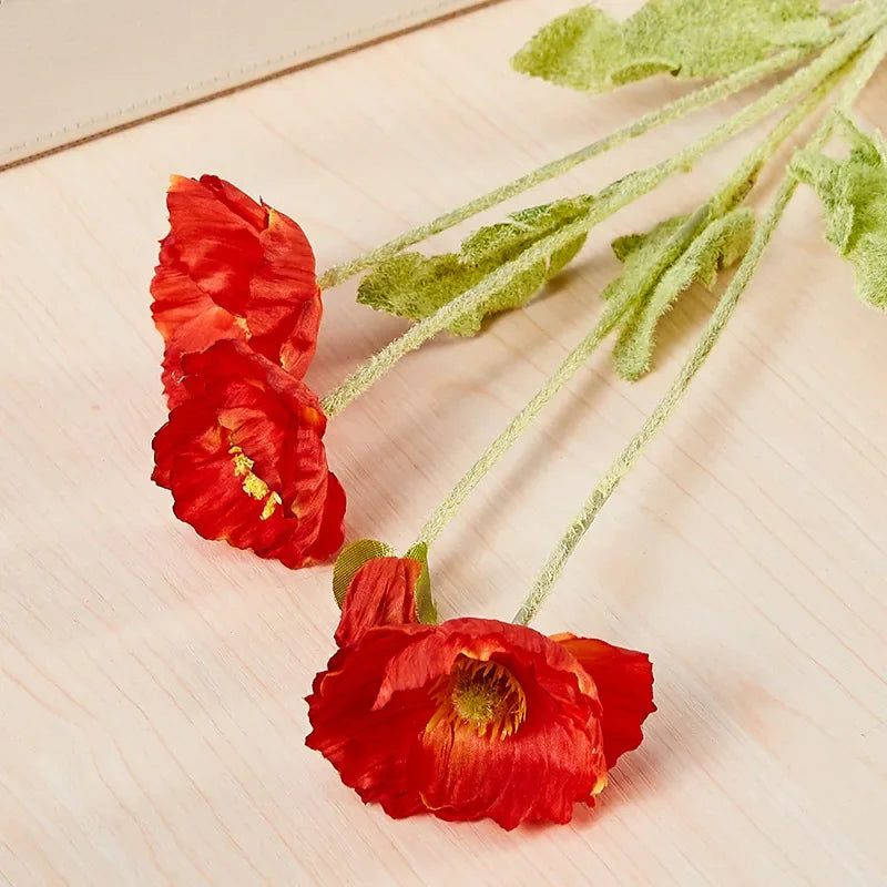 4 Head Artificial Flowers Poppy Silk Flowers  Party Wedding Bridal Bouquet Decoration Garden Decoration Outdoor