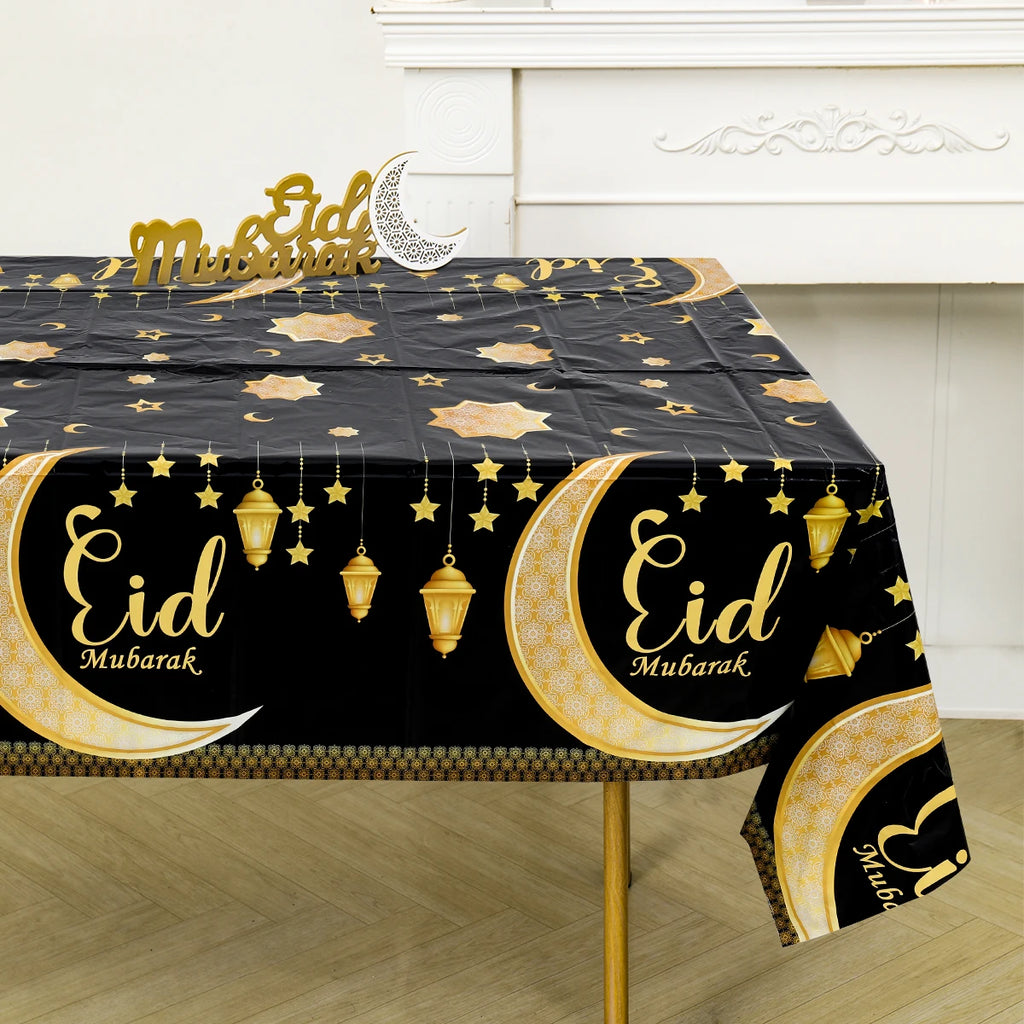 Eid Mubarak Tablecloths Ramadan Decoration for Home 2025 Islamic Muslim Party Decor Ramadan Tableware Supplies Eid Al Adha Gift