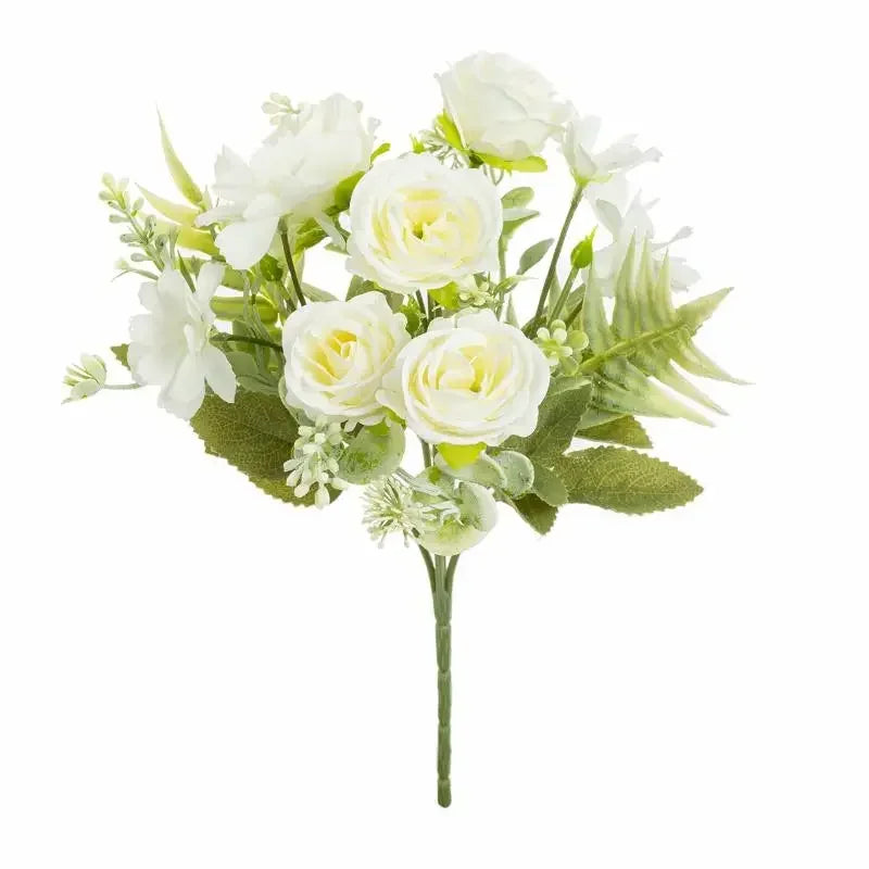 Artificial 1PC Flowers Wedding Home Bedroom Decoration Bridal Bouquet Garden Fake Silk Roses Hydrangeas Vase For Board Outdoors