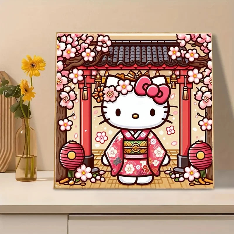 1pc Sanrio Hello Kitty 5D Diamond Painting Kit Round Anime Canvas Frameless Full Drill Mosaic Art DIY Handcraft for Wall Decor