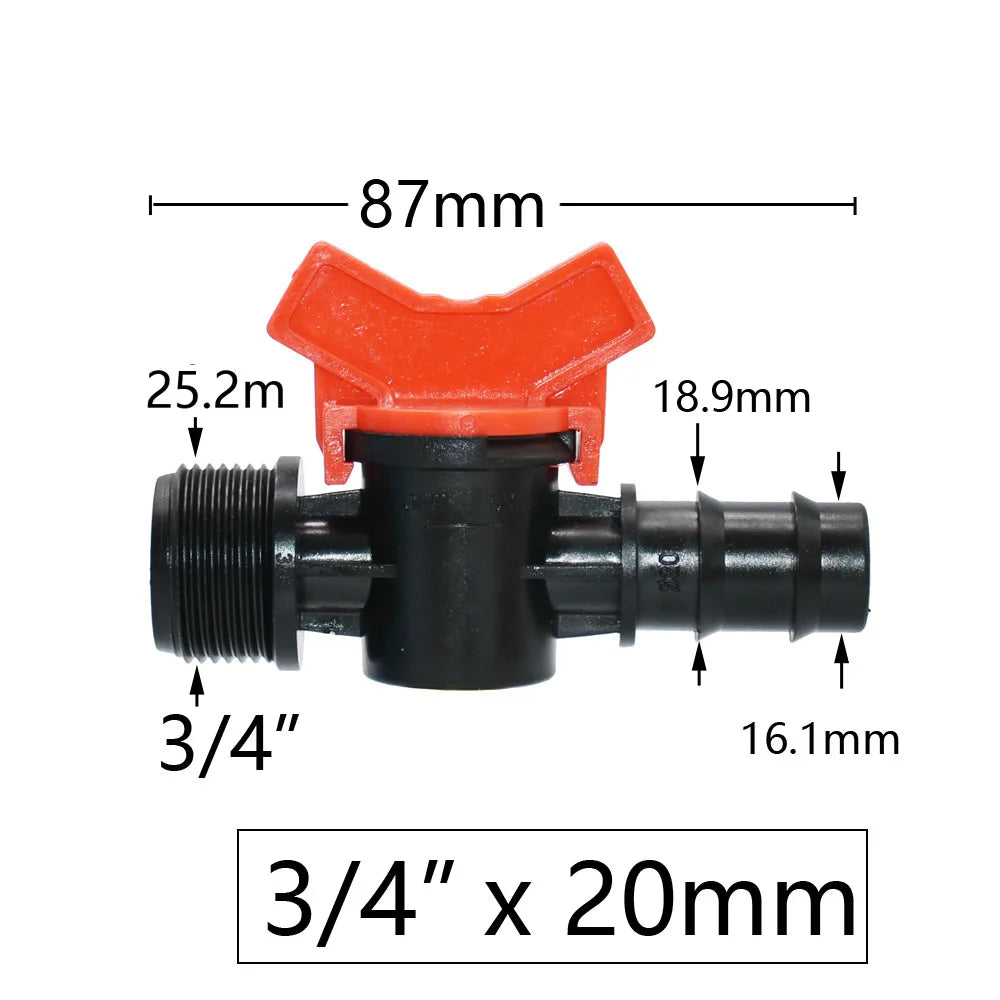 Miniature Plastic Shut Off Coupling Valve Connectors for 4/7 8/11 10/16/20/25mm Hose Garden Water Irrigation Pipe Adaptor Barb