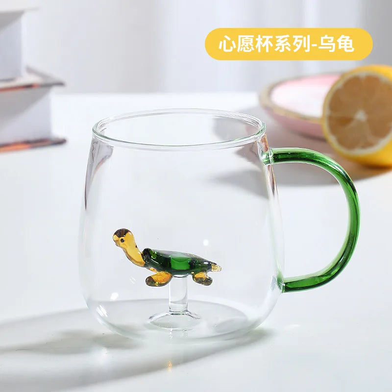 3D Cartoon Animal Shape Glass Cup for Home, Cute Water and Coffee, Single Layer Cup with Guests, Juice and Cold Drink