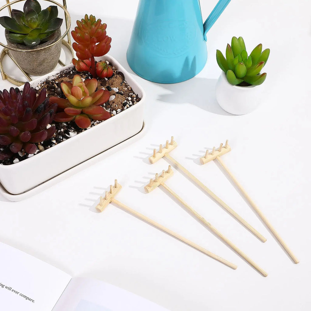 8 pcs Mini Zen Rake Bamboo Garden Tools Sand Table Decor Home Desk Toy Gift Handicraft Sewing Supplies Tea Set